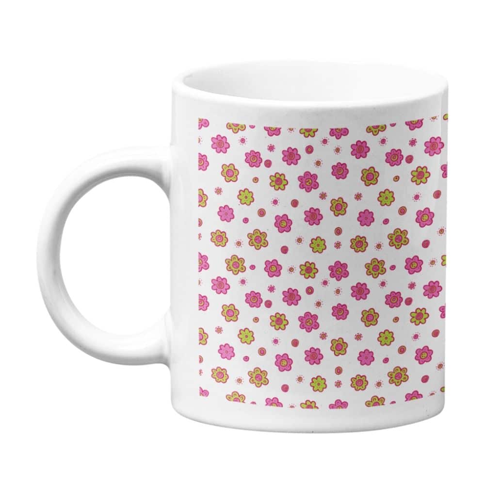 Pink Floral Pattern Printed Ceramic Coffee Mug - White | 325 ML ...