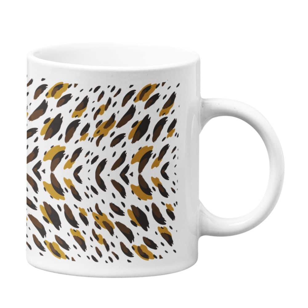 Leopard Classic Printed Ceramic Coffee Mug - White | 325 ML || Printvic.com
