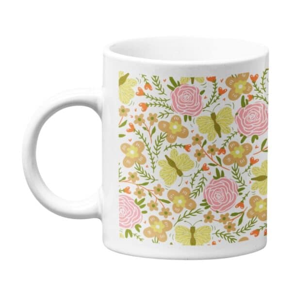 Exclusive Floral Pattern Printed Ceramic Coffee Mug - White