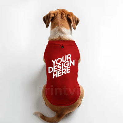 Custom Printed Red Pet T-Shirt – Personalized Dog T-Shirt with Name – Soft & Comfortable Pet Clothing