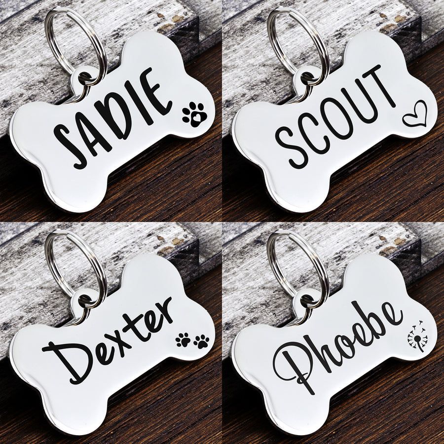 Personalized Bone Shape Dog ID Tag – Custom Printed Stainless Steel Dog Name Tag with Phone Number – Pet Collar Tag - Image 2