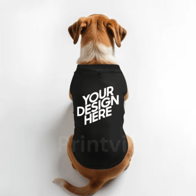 Custom Printed Black Pet T-Shirt – Personalized Dog T-Shirt with Name – Soft & Comfortable Pet Clothing