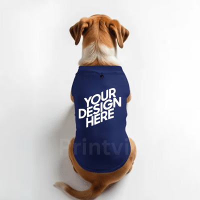 Custom Printed Blue Pet T-Shirt – Personalized Dog T-Shirt with Name – Soft & Comfortable Pet Clothing