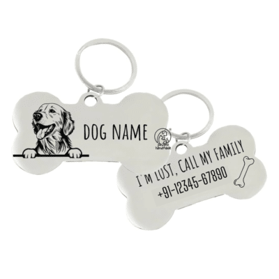 Personalized Bone Shape Dog ID Tag – Custom Printed Stainless Steel Dog Name Tag with Phone Number – Pet Collar Tag